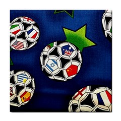 Textile Football Soccer Fabric Tile Coasters by Pakrebo