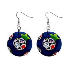 Textile Football Soccer Fabric Mini Button Earrings by Pakrebo