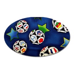 Textile Football Soccer Fabric Oval Magnet by Pakrebo