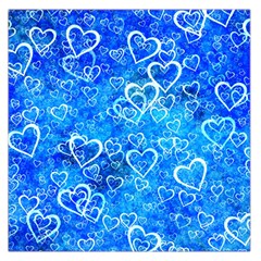 Valentine Heart Love Blue Large Satin Scarf (square) by Mariart