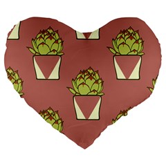 Cactus Pattern Background Texture Large 19  Premium Heart Shape Cushions by Pakrebo