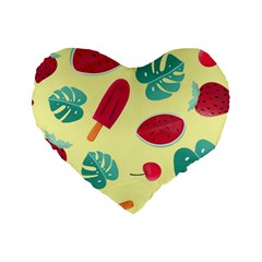 Watermelon Leaves Strawberry Standard 16  Premium Heart Shape Cushions by Pakrebo