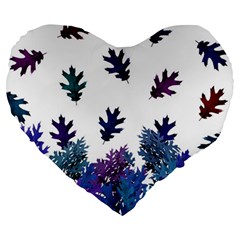 Blue Purple Leaves Large 19  Premium Heart Shape Cushions by LoolyElzayat