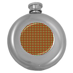 Lumberjack Plaid Buffalo Plaid Green Red Round Hip Flask (5 Oz) by Mariart