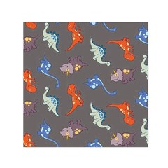 Dinosaurs - Grey  Small Satin Scarf (square) by WensdaiAmbrose