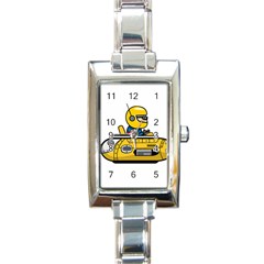 Cartoon Space Racer Galaxy Science Rectangle Italian Charm Watch by Wegoenart