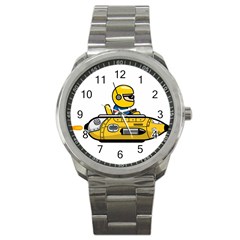 Cartoon Space Racer Galaxy Science Sport Metal Watch by Wegoenart