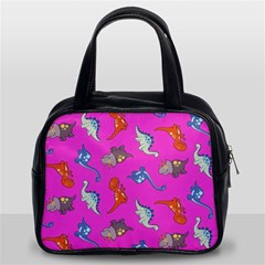 Dinosaurs - Fuchsia Classic Handbag (two Sides) by WensdaiAmbrose