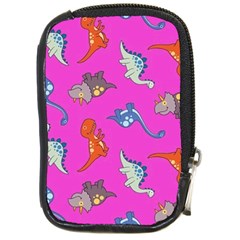 Dinosaurs - Fuchsia Compact Camera Leather Case by WensdaiAmbrose