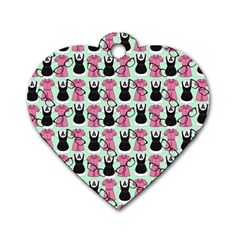 Waitress Uniform Dresses Nerdy Glasses Pattern Green Dog Tag Heart (one Side) by snowwhitegirl