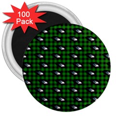 Eyes Green Plaid 3  Magnets (100 Pack) by snowwhitegirl