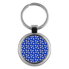 Silver Stars Royal Blue Key Chains (round)  by snowwhitegirl