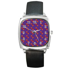 Kawaii Pumpkin Purple Square Metal Watch by snowwhitegirl