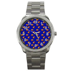 Kawaii Chips Blue Sport Metal Watch by snowwhitegirl