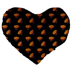 Kawaii Chips Black Large 19  Premium Heart Shape Cushions by snowwhitegirl