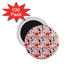 Halloween Treats Pattern Pink 1 75  Magnets (100 Pack)  by snowwhitegirl