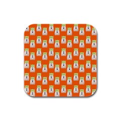 Ghost Pet Orange Rubber Square Coaster (4 Pack)  by snowwhitegirl