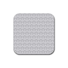 Damask Grey Rubber Coaster (square)  by snowwhitegirl