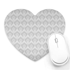 Damask Grey Heart Mousepads by snowwhitegirl