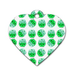 Kawaii Lime Jam Jar Pattern Dog Tag Heart (one Side) by snowwhitegirl