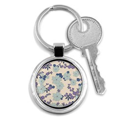 Vintage Floral Blue Pattern Key Chains (round)  by snowwhitegirl