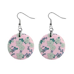 Vintage Floral Lilac Pattern Pink Mini Button Earrings by snowwhitegirl