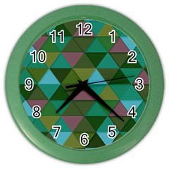 Green Geometric Color Wall Clock by snowwhitegirl