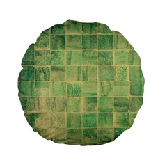 Abstract Green Tile Standard 15  Premium Flano Round Cushions by snowwhitegirl