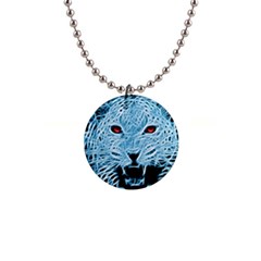 Animals Leopard Fractal Photoshop 1  Button Necklace by Pakrebo