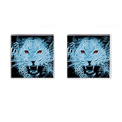 Animals Leopard Fractal Photoshop Cufflinks (square) by Pakrebo