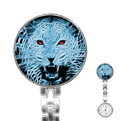 Animals Leopard Fractal Photoshop Stainless Steel Nurses Watch by Pakrebo