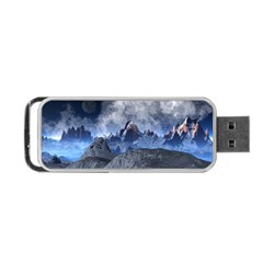 Mountains Moon Earth Space Portable Usb Flash (one Side) by Pakrebo