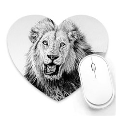 Lion Wildlife Art And Illustration Pencil Heart Mousepads by Sudhe