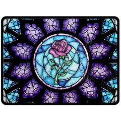 Cathedral Rosette Stained Glass Beauty And The Beast Double Sided Fleece Blanket (large)  by Sudhe