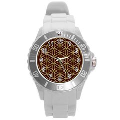 Flower Of Life Round Plastic Sport Watch (l) by Sudhe