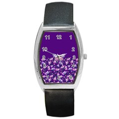 Purple Spring Butterfly Barrel Style Metal Watch by lucia