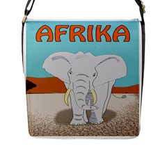 Africa Elephant Animals Animal Flap Closure Messenger Bag (l) by Sudhe