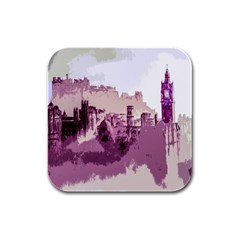 Abstract Painting Edinburgh Capital Of Scotland Rubber Square Coaster (4 Pack)  by Sudhe