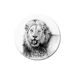 Lion Wildlife Art And Illustration Pencil Magnet 3  (round) by Sudhe