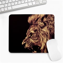 Angry Male Lion Gold Large Mousepads by Sudhe