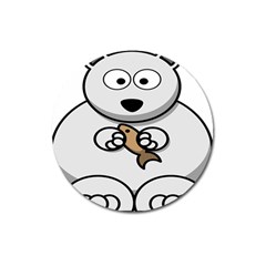 Bear Polar Bear Arctic Fish Mammal Magnet 3  (round) by Sudhe