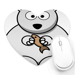 Bear Polar Bear Arctic Fish Mammal Heart Mousepads by Sudhe