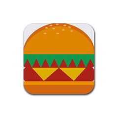 Burger Bread Food Cheese Vegetable Rubber Coaster (square)  by Sudhe