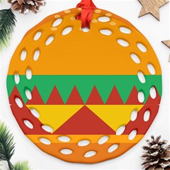 Burger Bread Food Cheese Vegetable Ornament (round Filigree) by Sudhe