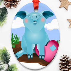 Pig Animal Love Ornament (oval) by Sudhe