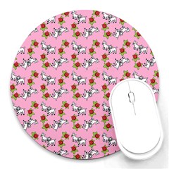 Lamb Pattern Pink Round Mousepads by snowwhitegirl