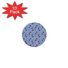 Lamb Pattern Blue 1  Mini Buttons (10 Pack)  by snowwhitegirl