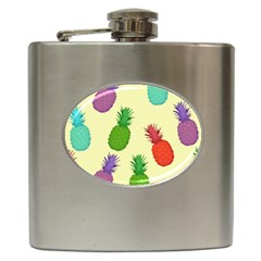 Colorful Pineapples Wallpaper Background Hip Flask (6 Oz) by Sudhe