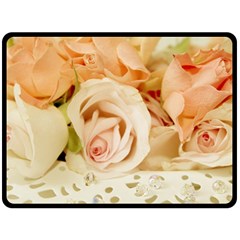 Roses Plate Romantic Blossom Bloom Double Sided Fleece Blanket (large)  by Sudhe