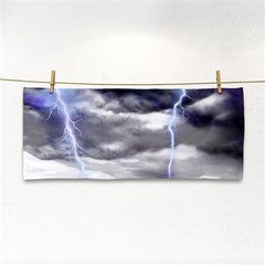 Thunder And Lightning Weather Clouds Painted Cartoon Hand Towel by Sudhe